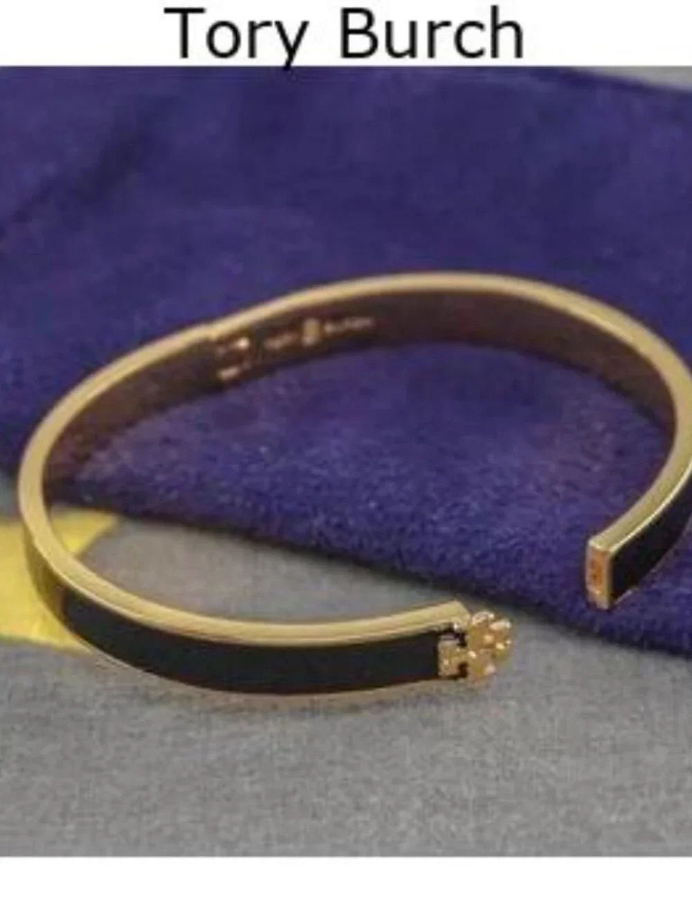 Tory Burch Kira Enamel 7mm Bracelet Bangle in Black (Brand New) Medium
